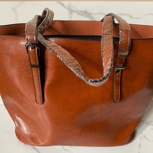 Brown Vegan Leather Tote